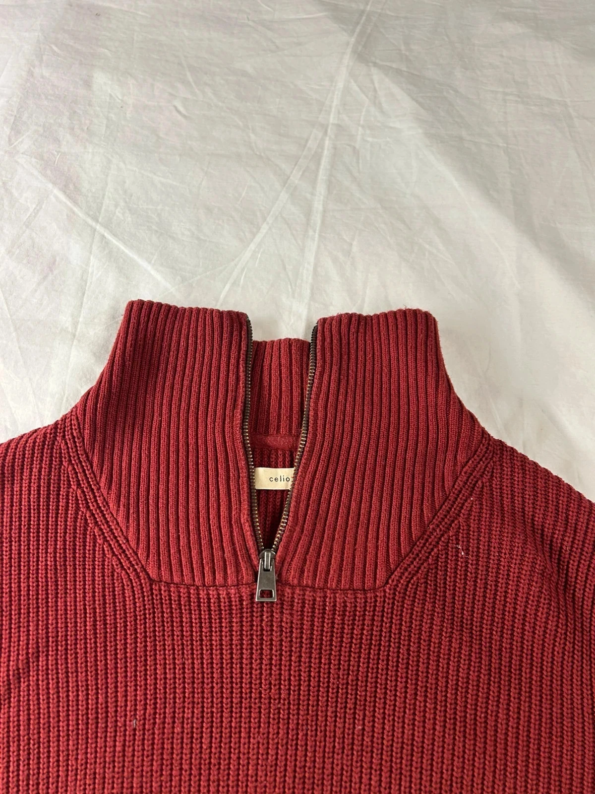 Rode bordeaux celio halve ritssluiting trui – photo 5